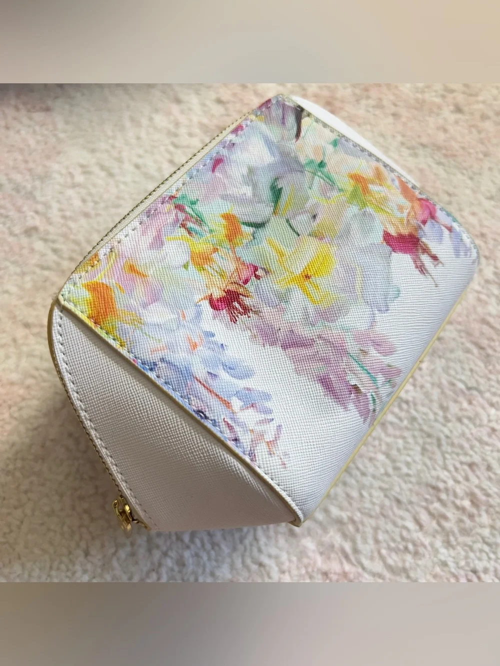 Ted Baker London White Floral Print Cosmetic Pouch